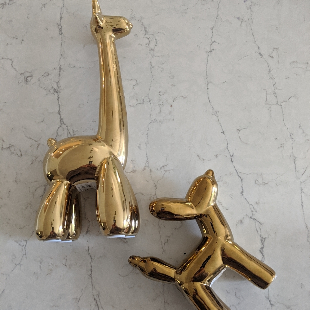 Gold Metallic Balloon Animal Decor Figurines